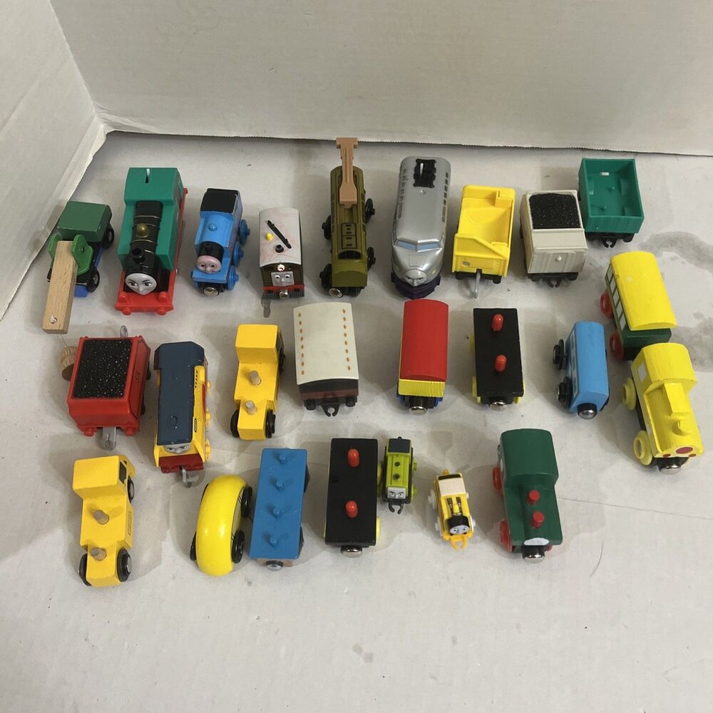 Mixed Train And Car Lot 25 Pieces Thomas And Other Magnets Wood Die Cast